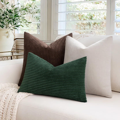 2er Set Kissenbezüge Cord 50x50 cm Braun