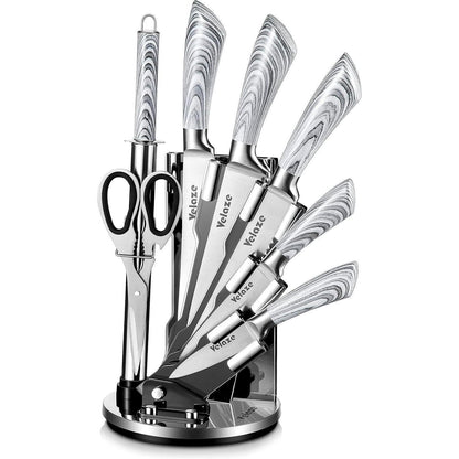 Velaze 8-teiliges Küchenmesser Set mit Messerblock, Extra