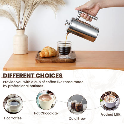 Französische Kaffeepresse Kaffeebereiter Edelstahl 350ML - Doppelwandig