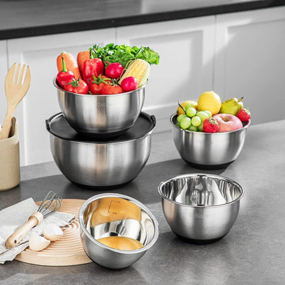 Velaze Edelstahl Schüssel Set mit Deckel und 3