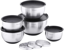 Edelstahl Schüssel Set mit Deckel und Reibeneinsatz, 5-teilig
