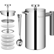 Französische Press 1L Edelstahl Kaffeebereiter Doppelwandig