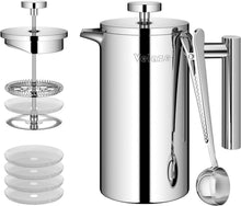 French Press Kaffeebereiter 1 Liter Edelstahl Isoliert mit Filter und