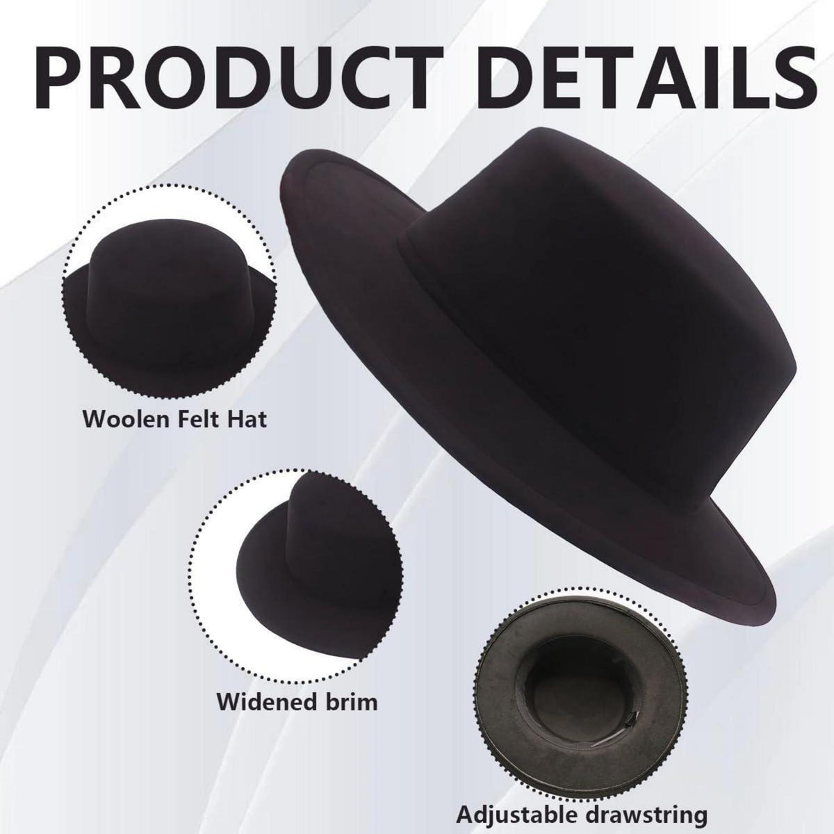 Schwarzer Fedora Hut Damen & Herren – Klassischer Wollmischgewebe Hut