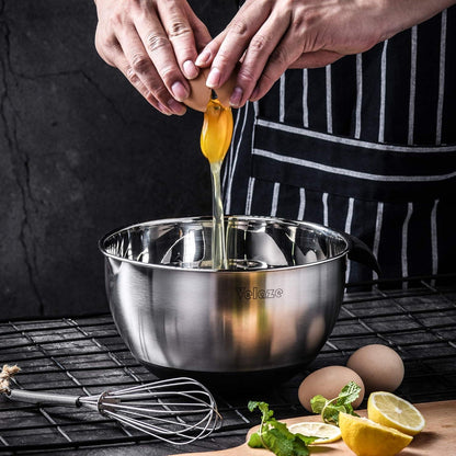 Edelstahl Salatschüssel Set 3 Stück Rührschüssel 5L 3L 1.5L
