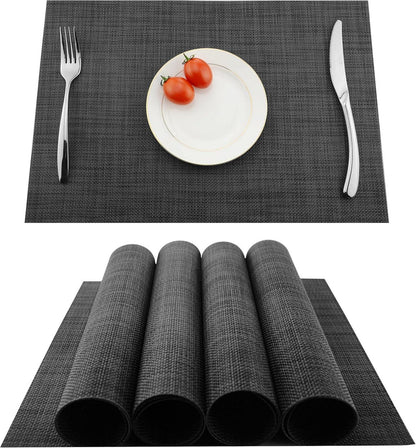 Rutschfeste Platzsets 4er Set PVC Hitzebeständig Dunkelgrau 30x45cm