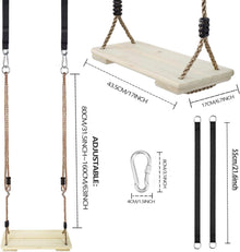 Holzschaukelsitz mit Einstellbarem Hanfseil - Garten