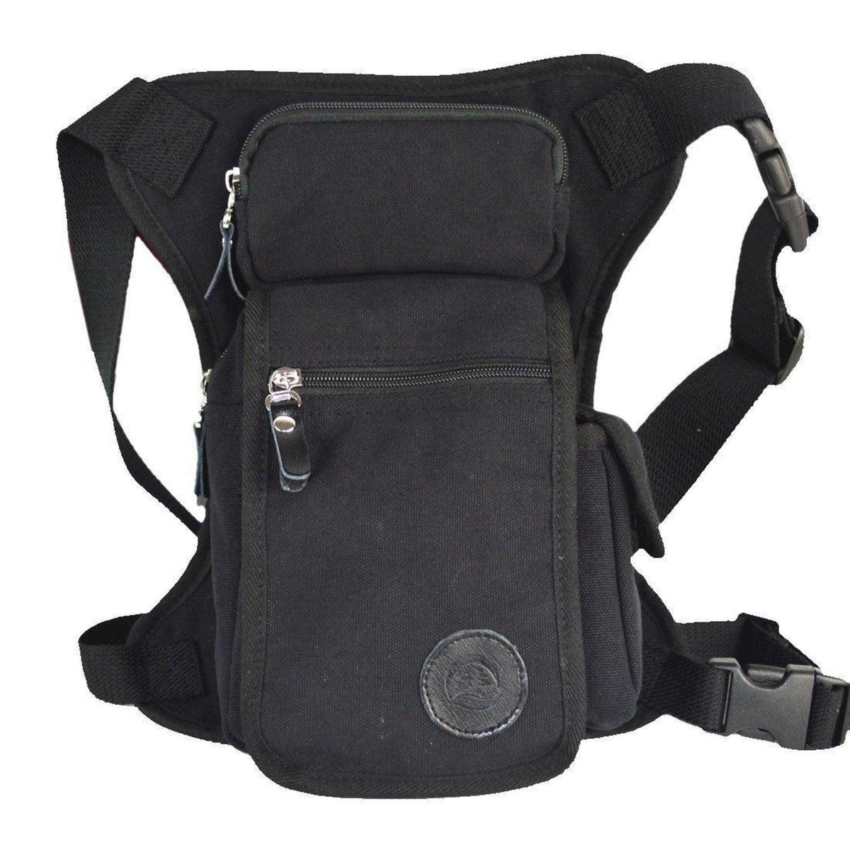 Motorrad Beinbeutel Canvas Reitertasche Hüfttasche Schwarz