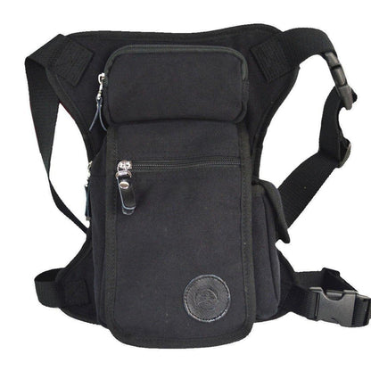 Motorrad Beinbeutel Canvas Reitertasche Hüfttasche Schwarz