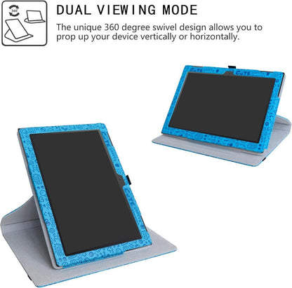 Leder Tablet Hülle mit 360° Drehbarer Standfunktion Blau