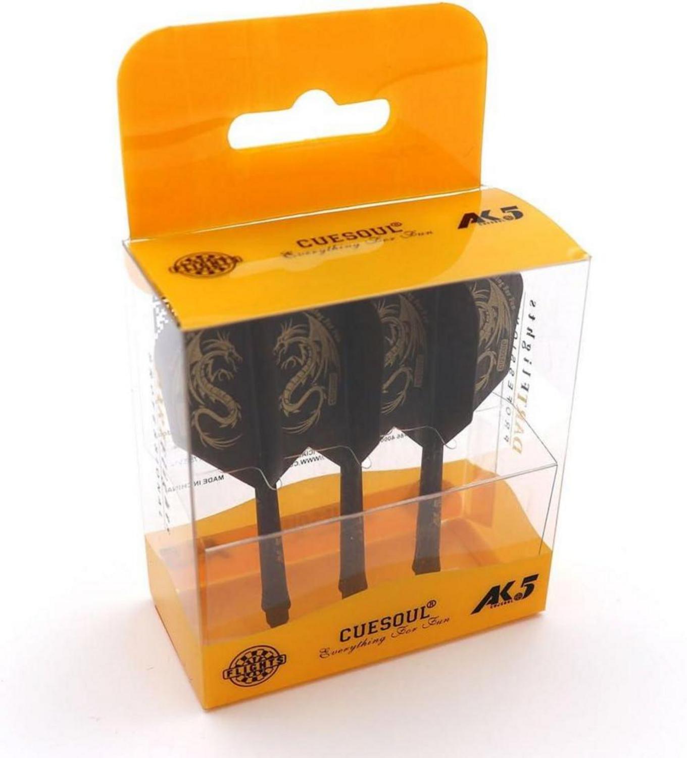 Personalisierte Schwarze Dart Flights Set 3 Stück (Größe M/L) Drachenmuster in Geschenkbox