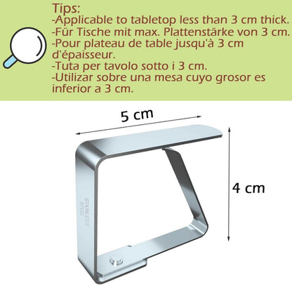 Tischtuchklammern 8 Stück Edelstahl Silber Tischdecken Clips