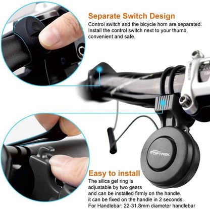 Toptrek Elektrische Fahrradklingel USB Wiederaufladbar 100db