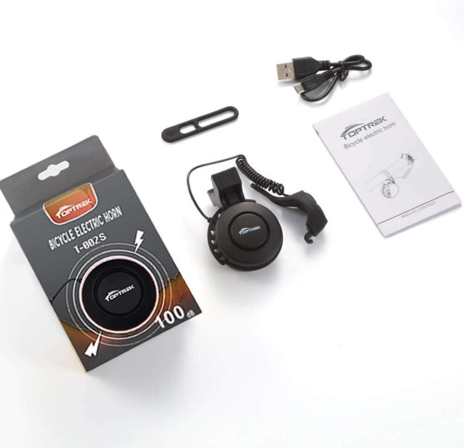 Toptrek Elektrische Fahrradklingel USB Wiederaufladbar 100db IP65 Schwarz