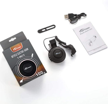 Toptrek Elektrische Fahrradklingel USB Wiederaufladbar 100db IP65 Schwarz