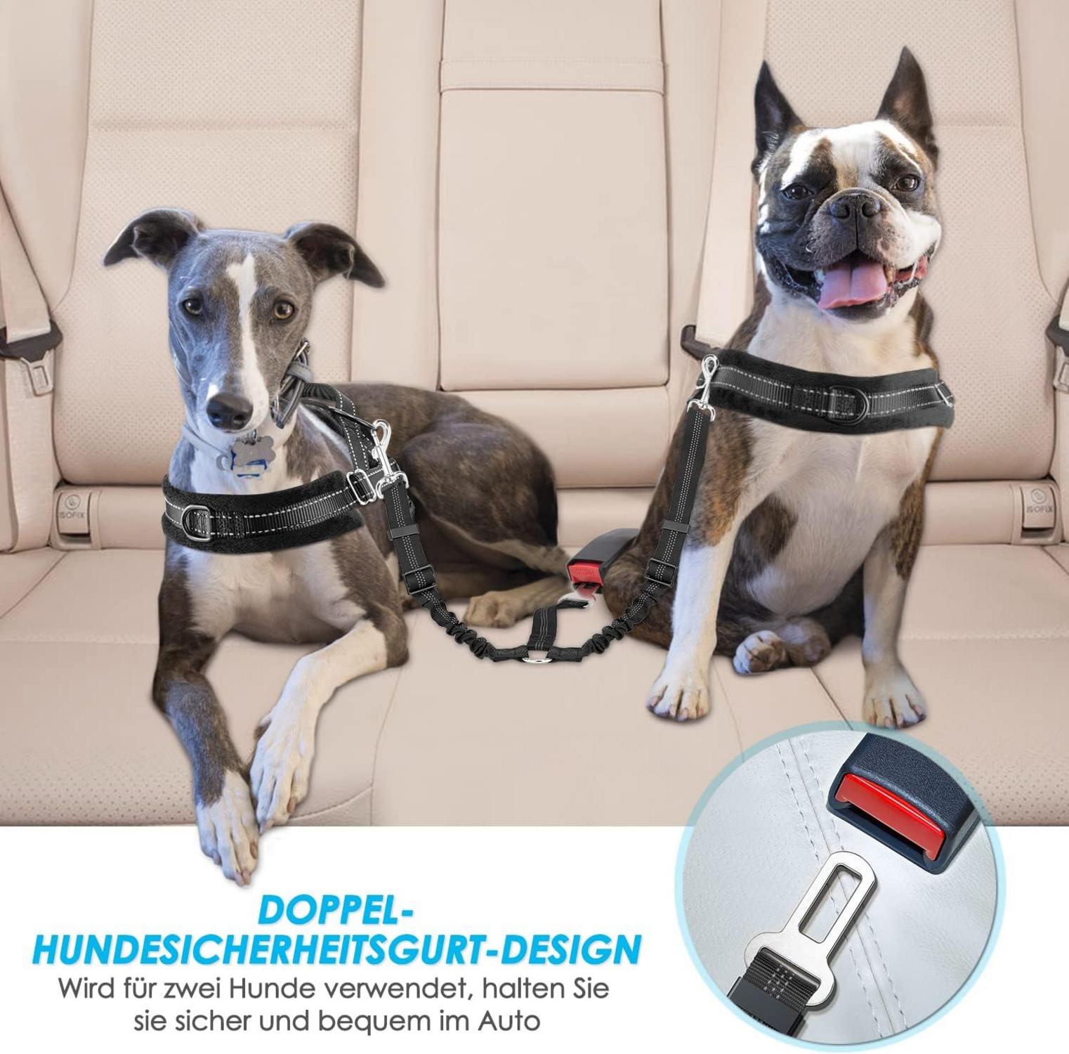 SlowTon Anschnallgurt Hund Auto 2 in 1 reflektierender