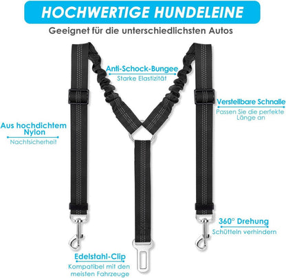 Anschnallgurt Hund Auto 2 in 1 verhedderungsfreier elastischer