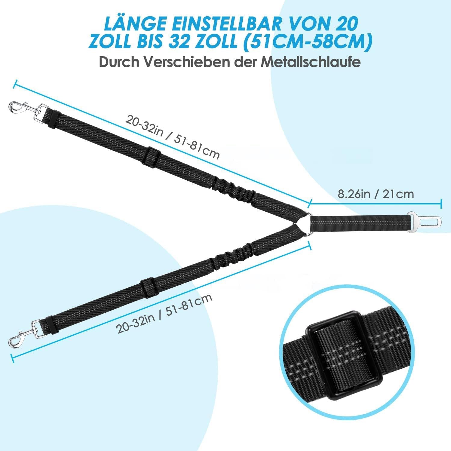 SlowTon Hundegurt Auto verstellbarer Sicherheitsgurt 2in1 Schwarz