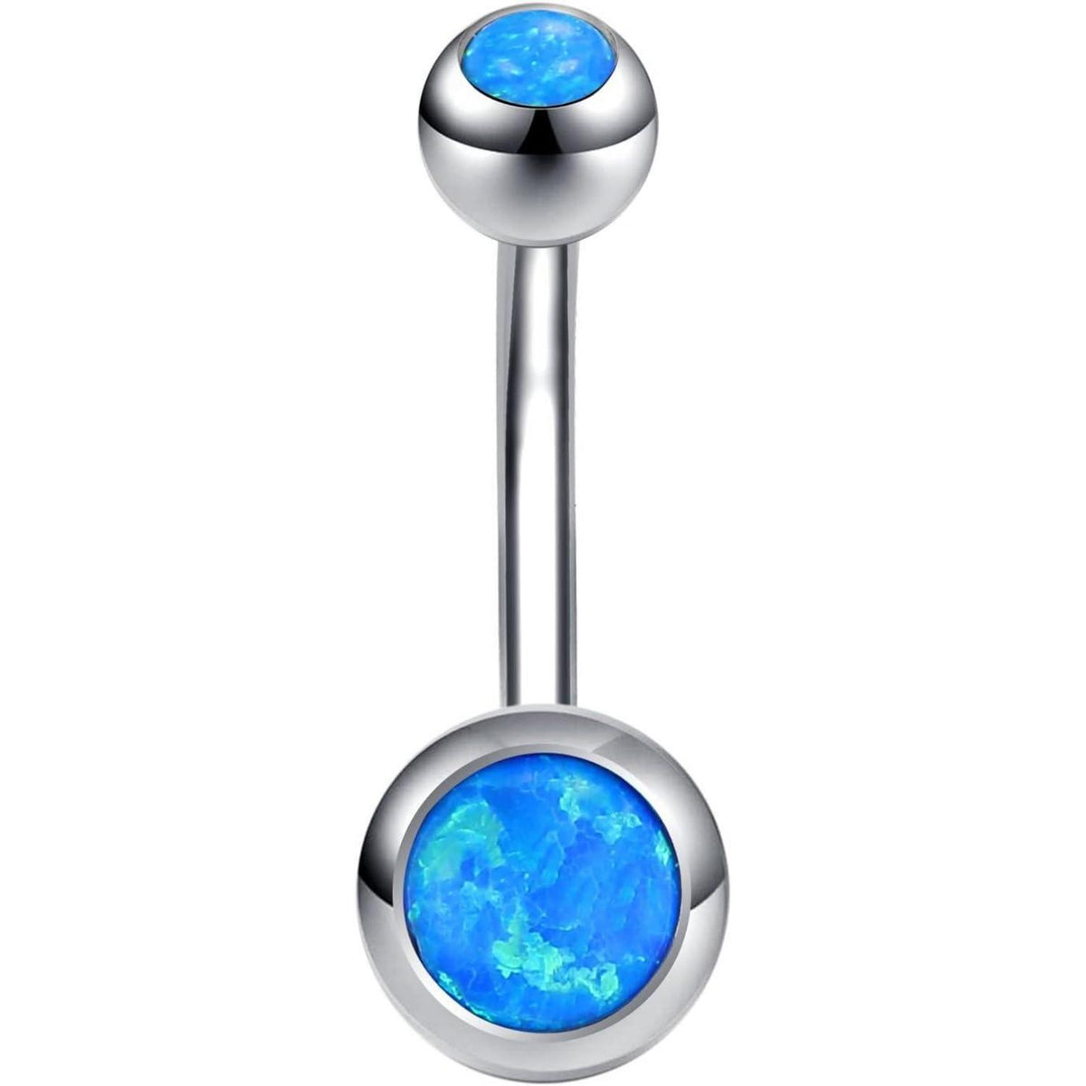 Bauchnabelpiercing 14G mit Opal, Chirurgenstahl, gebogen, blau