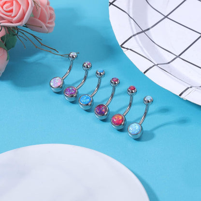Bauchnabelpiercing 14G mit Opal, Chirurgenstahl, gebogen, blau