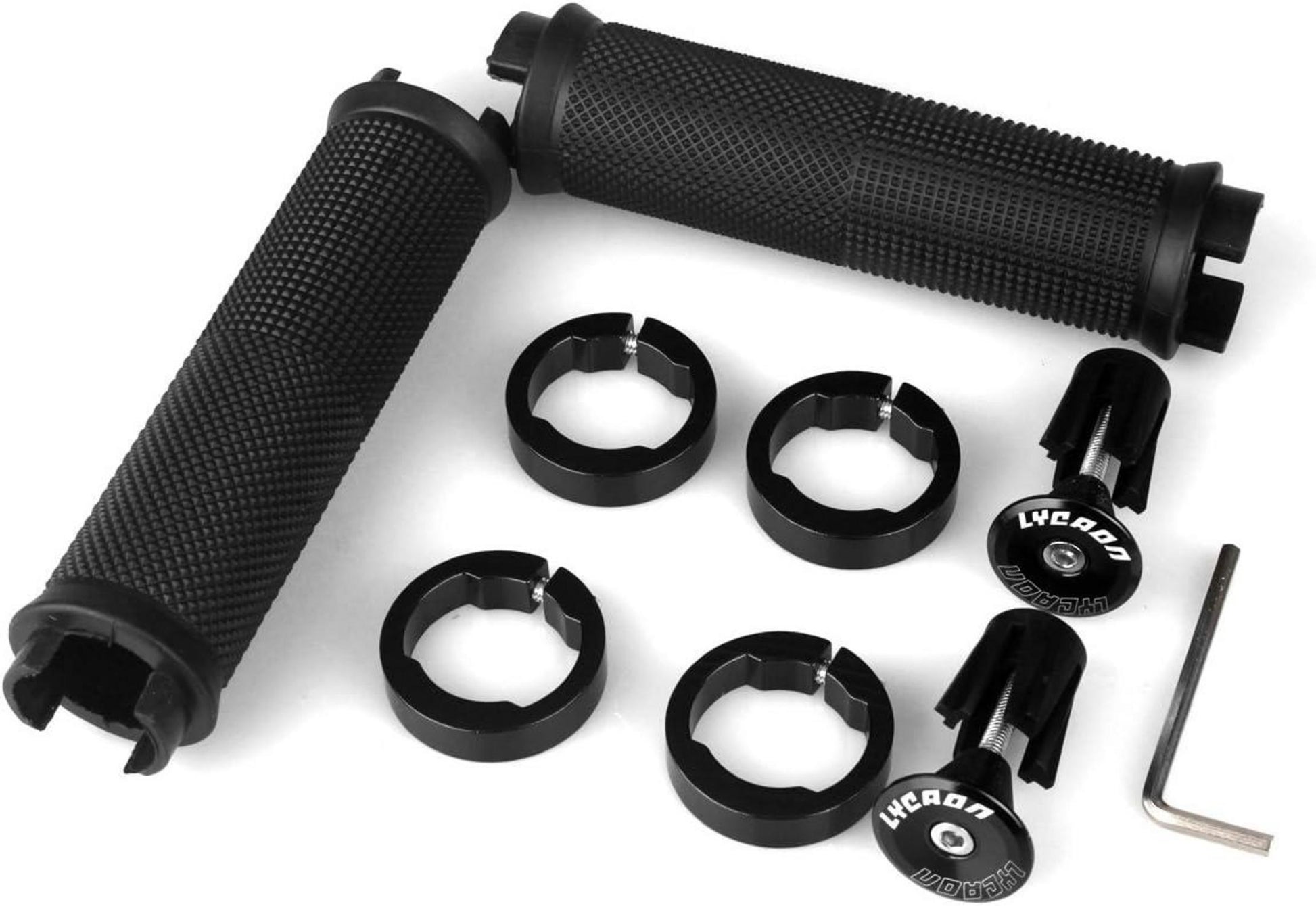 LYCAON Bike Lenker Griffe rutschfest Gummi Aluminium Lock Schwarz