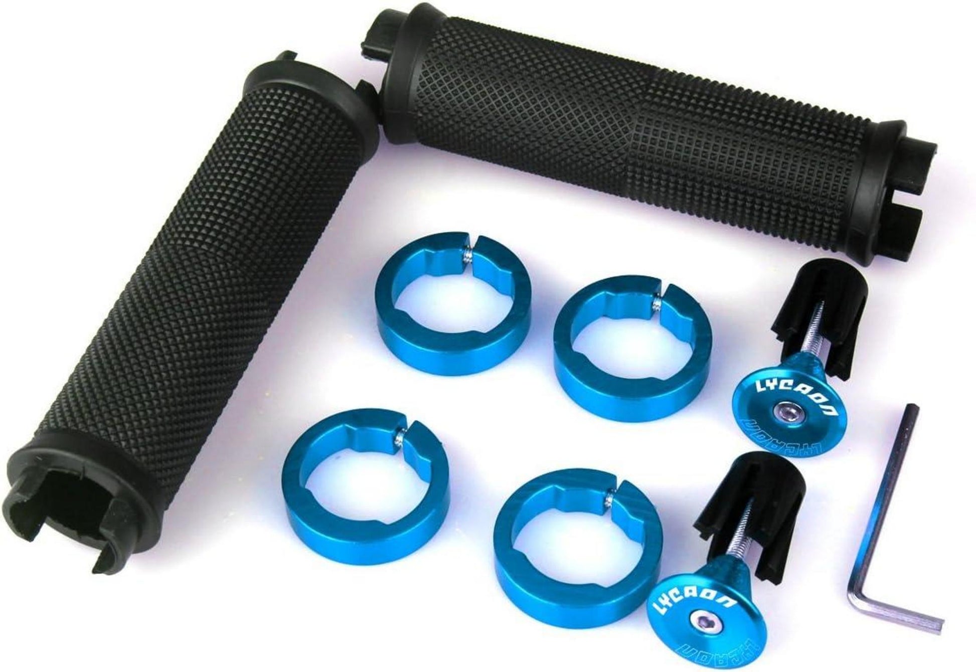 Fahrradgriffe Gummi rutschfest Aluminium Lock Bike Lenker Blau
