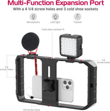 Smartphone Video Rig Stabilisator mit 3 Cold Shoe Mounts