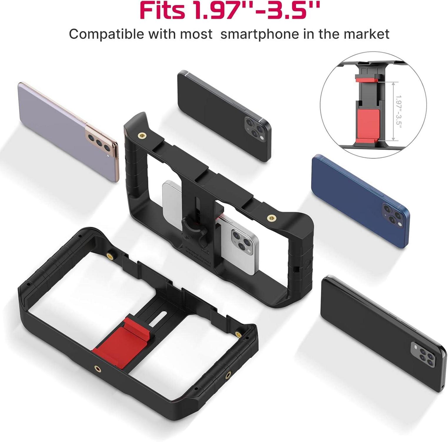 Smartphone Video Rig Stabilisator mit 3 Cold Shoe Mounts - iPhone Huawei_Kaufen