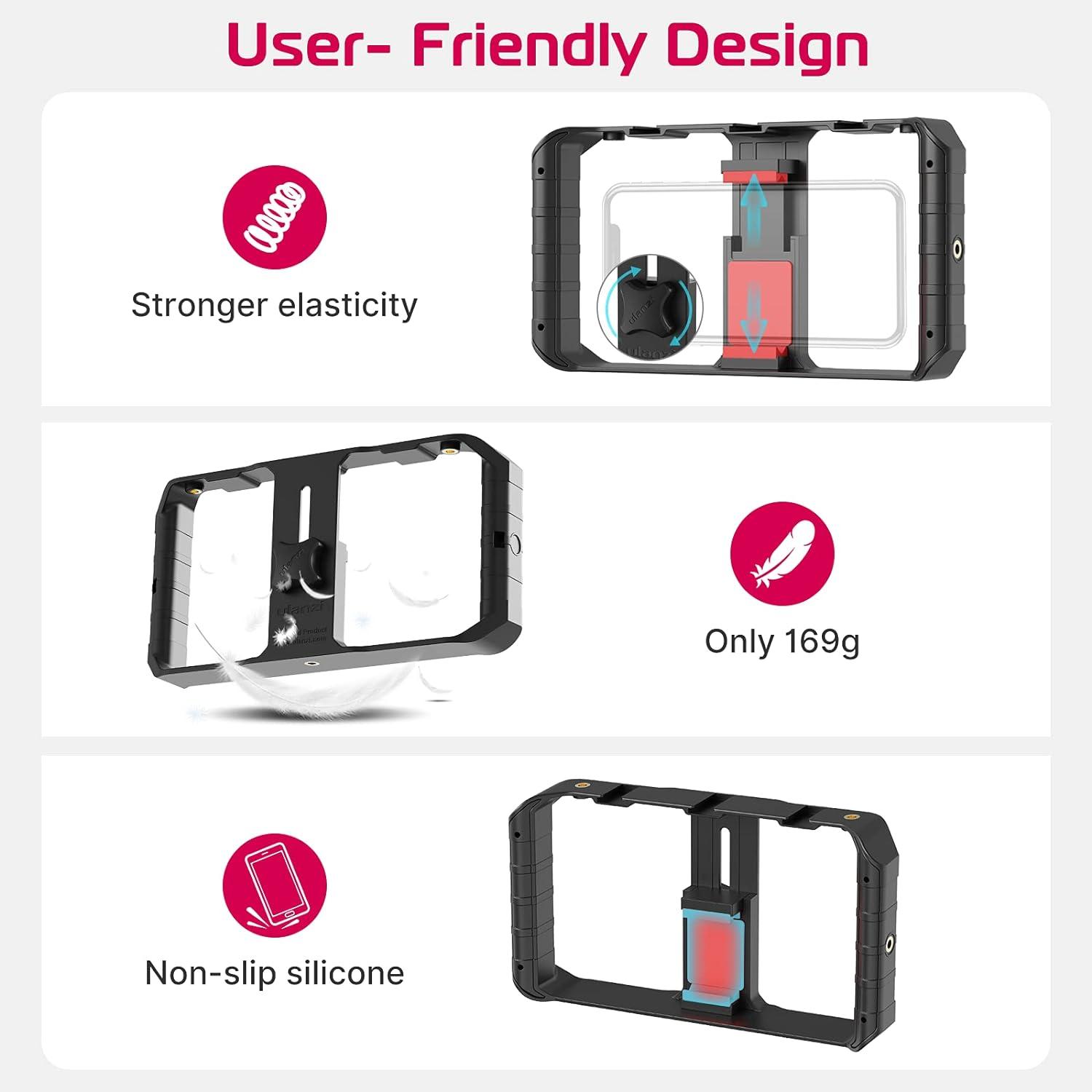 Smartphone Video Rig Stabilisator 3 Shoe Mounts iPhone Huawei Mate