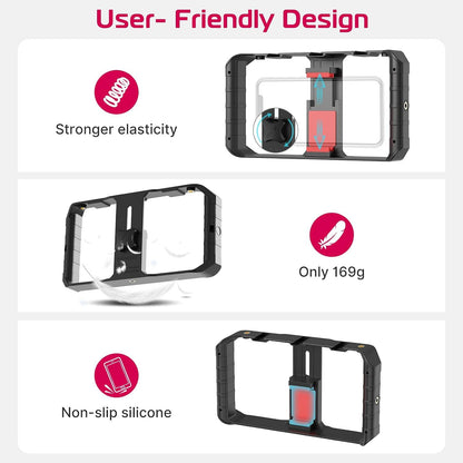 Smartphone Video Rig Stabilisator 3 Shoe Mounts iPhone Huawei Mate