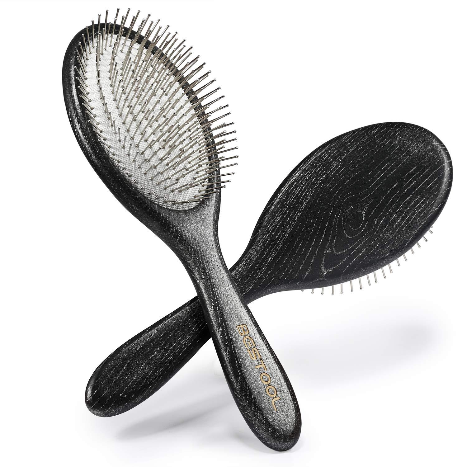 Antistatische Paddle Haarbürste Metallborsten Haarentwirrung Massage