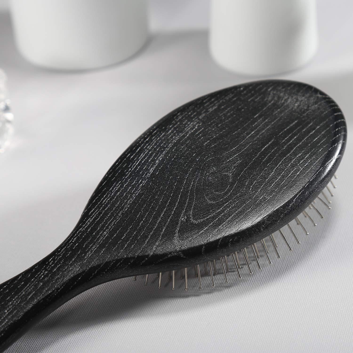 Antistatische Paddle Detangler Haarbürste mit Metallborsten - Locken & Lange Haare, nass & trocken