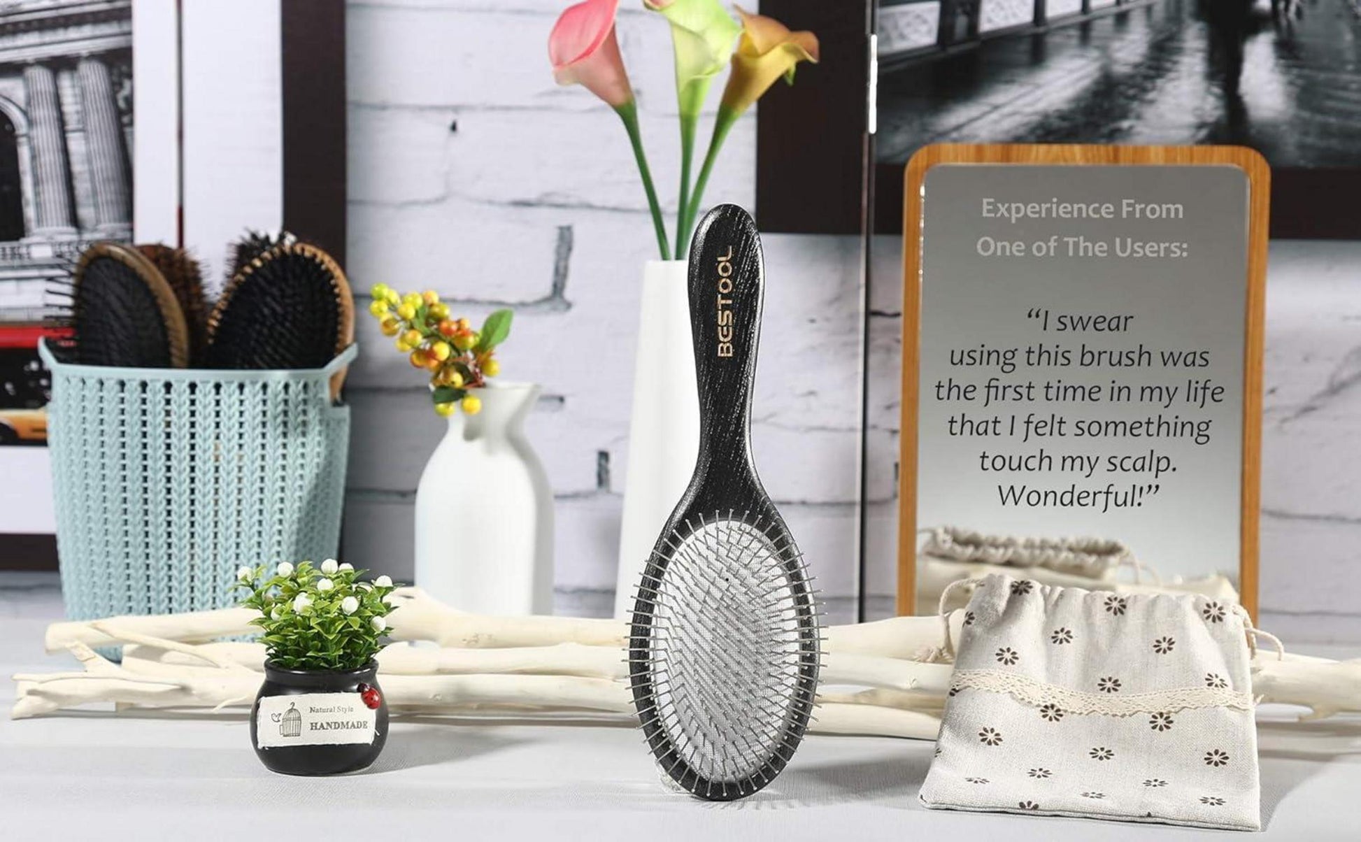 BESTOOL Antistatische Paddle Haarbürste für Locken & lange Haare