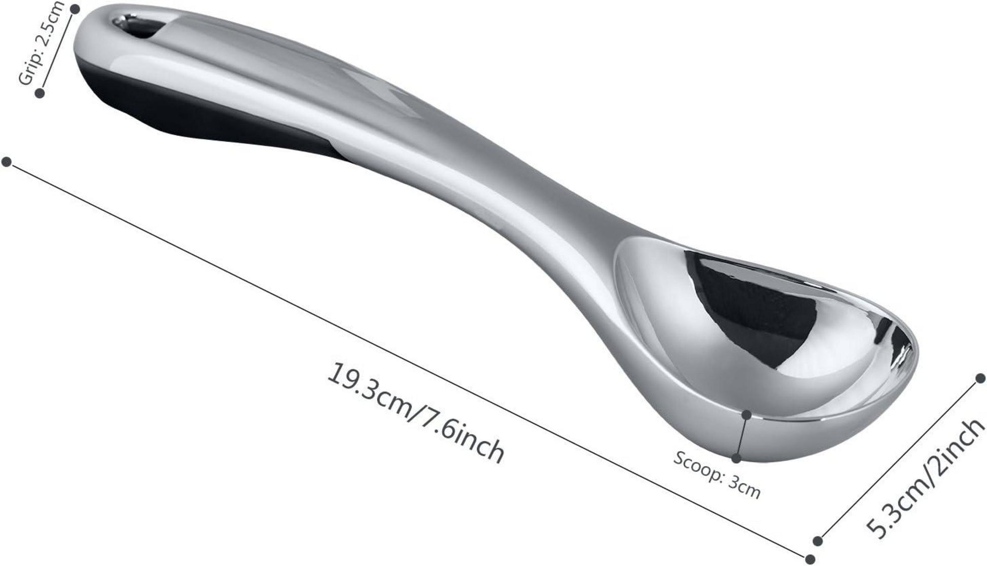Eislöffel Eisportionierer Antihaft 19cm Zinklegierung Gummigriff