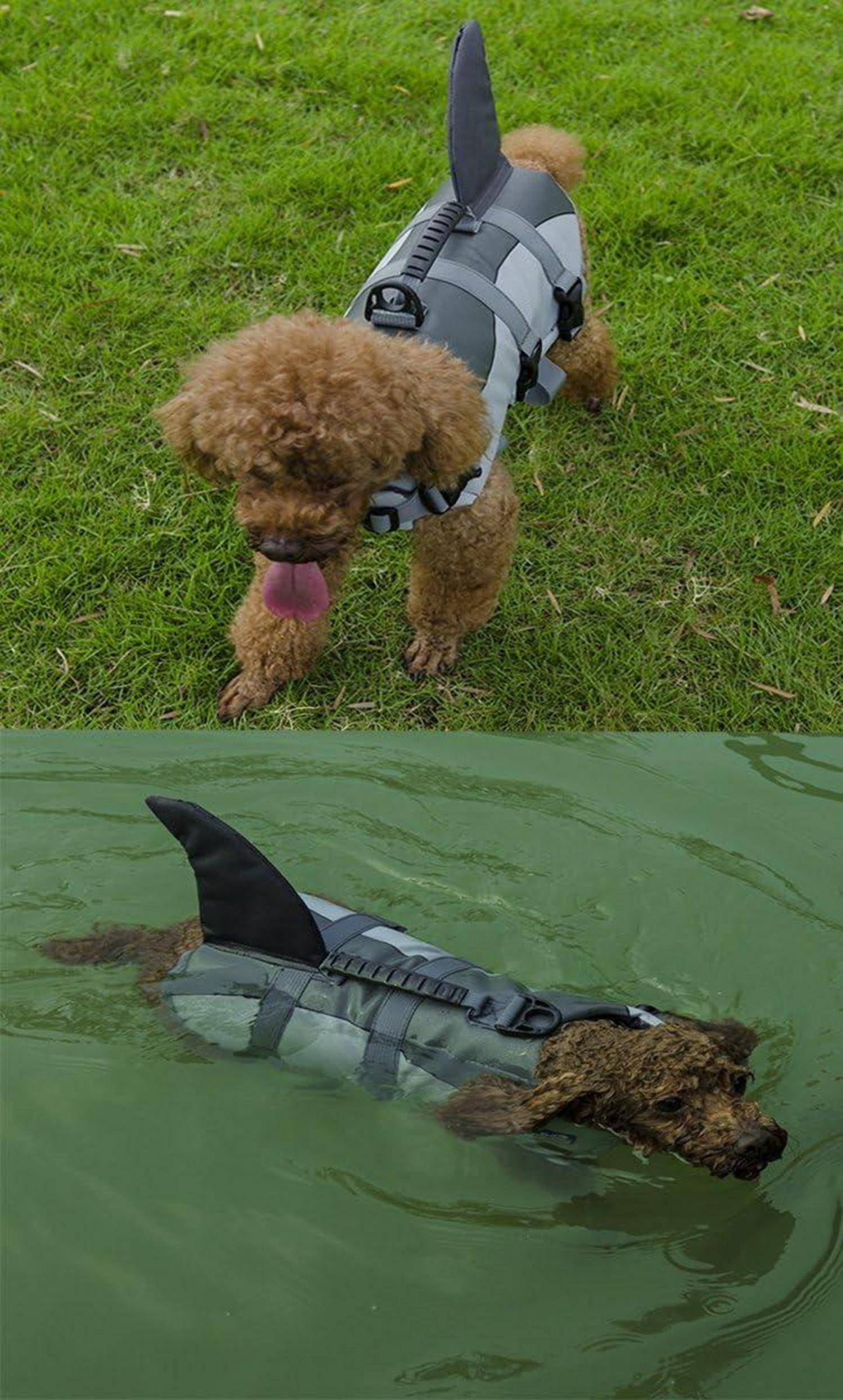 Hundeschwimmweste Badeanzug Schwimmweste M Grau Pet Fischerei Schwimmen