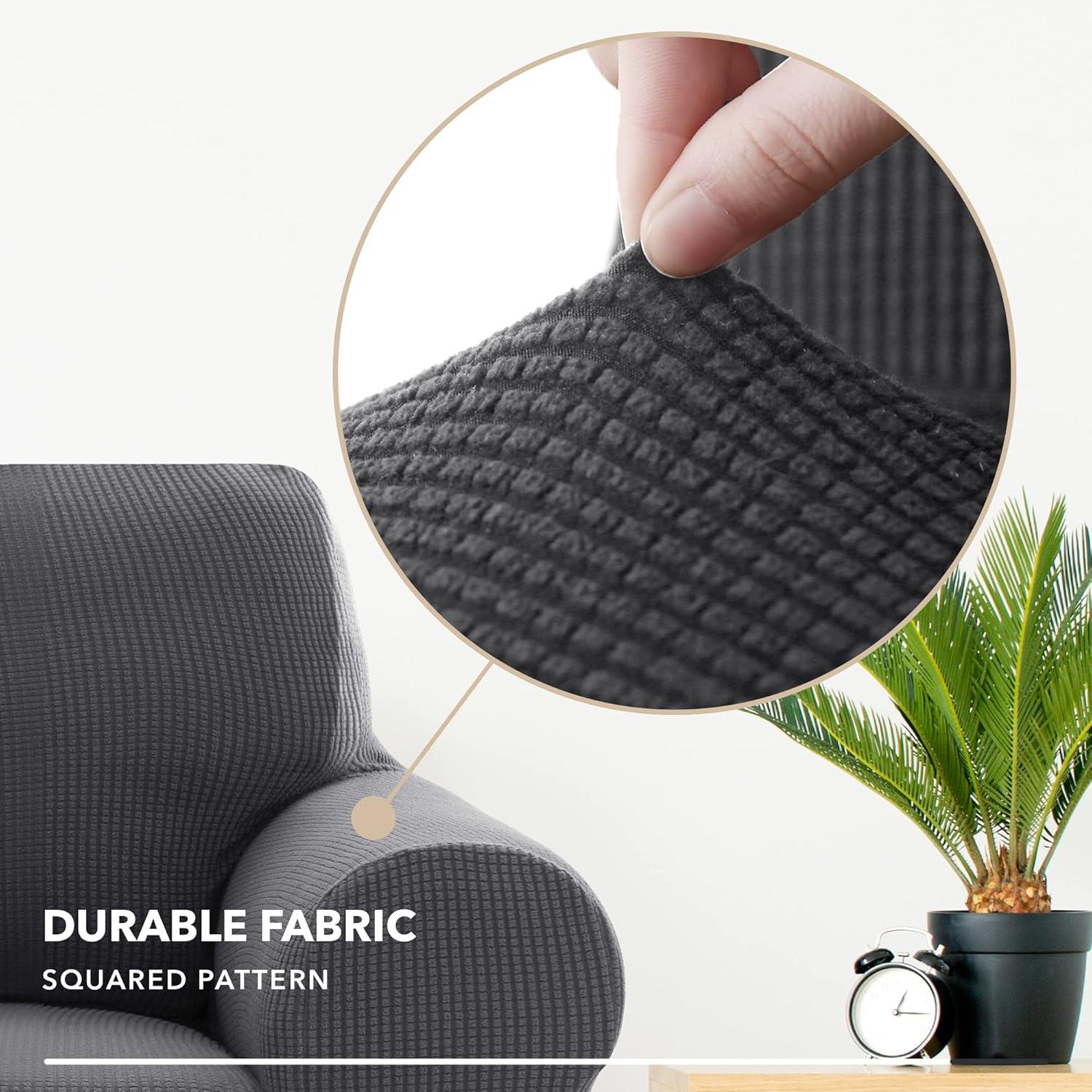 Deconovo Sofaüberwurf Elastisch Jacquard 1-Sitzer Grau