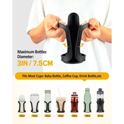 Getränkehalter für Kinderwagen und Fahrrad, 2 Stücke, 360