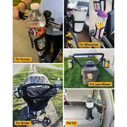 Getränkehalter für Kinderwagen und Fahrrad, 2 Stücke, 360