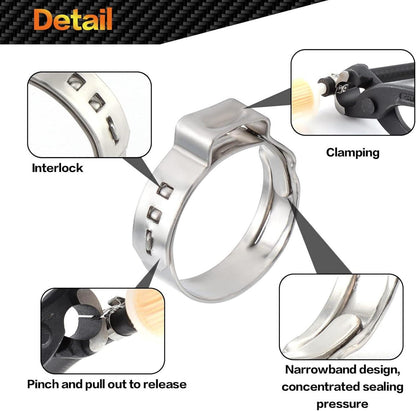 85-teiliges Edelstahl Einzelohrschellen Sortiment 7-21 mm Kit