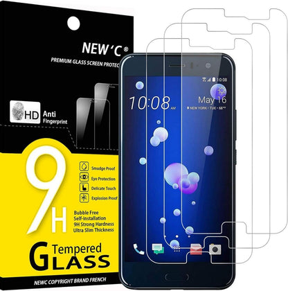 Panzer Schutz Glas HTC U11 3er Set 9H Härte Display Folie