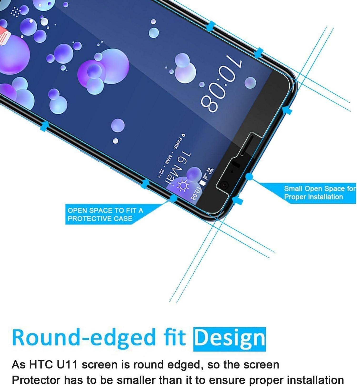 Panzer Schutz Glas HTC U11 3er Set 9H Härte Display Folie