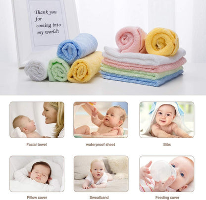 10er Baby Waschlappen Bambusfaser 25x25cm Weiche Handtücher 5 Farben