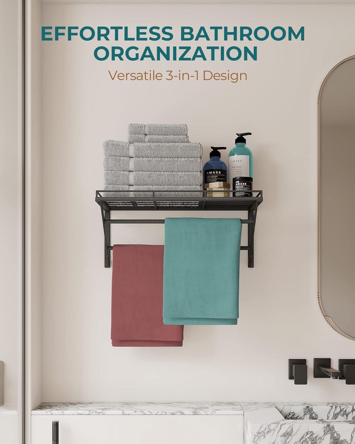 OROPY Topfregal 3-Schicht Wandmontage Pfannenhalter 60x29.5x24.5cm
