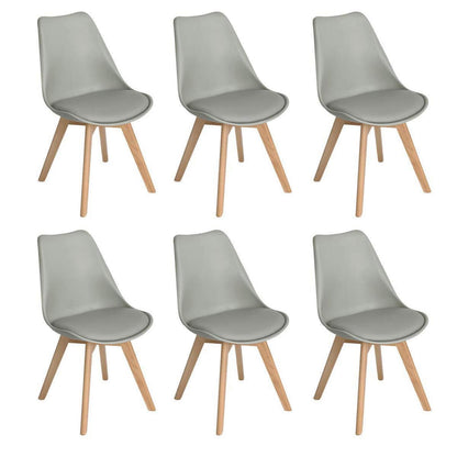 6x Esszimmerstuhl Grau – Retro Design mit Holzbeinen