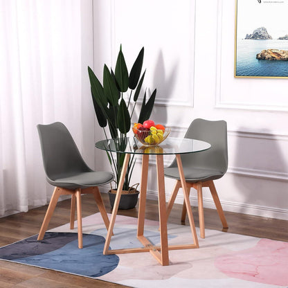 6x Esszimmerstuhl Grau – Retro Design mit Holzbeinen