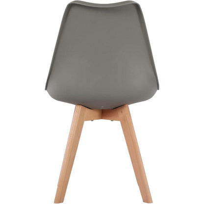 6x Esszimmerstuhl Grau – Retro Design mit Holzbeinen