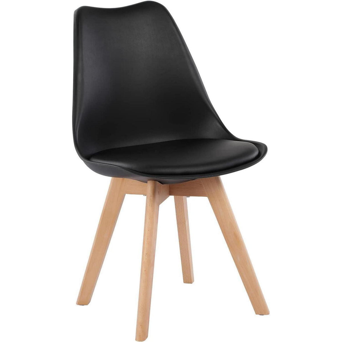 6x Esszimmerstuhl Retro Design, Buche Bein & PU-Leder