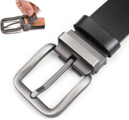 Herren Ledergürtel 110-180cm Schwarz Schnalle Antik-Finish, Einstellbar, Dicker 4mm
