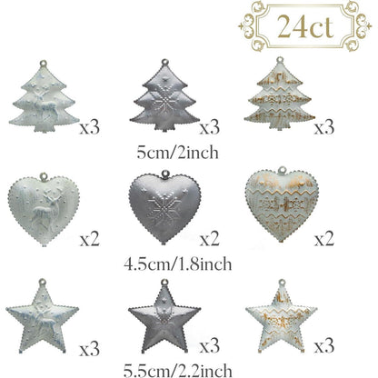 Weihnachtsanhänger Metall 24er Set 5cm Weihnachtsdekoration