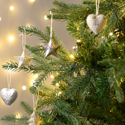 Metallanhänger Weihnachtsglocken 24er Set 5cm Herz Stern Baum Weihnachtsdeko